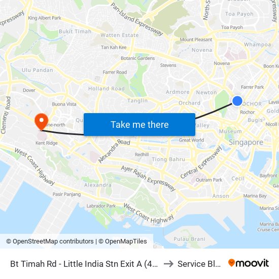 Bt Timah Rd - Little India Stn Exit A (40011) to Service Block map