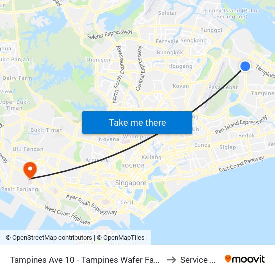 Tampines Ave 10 - Tampines Wafer Fab Pk (75351) to Service Block map