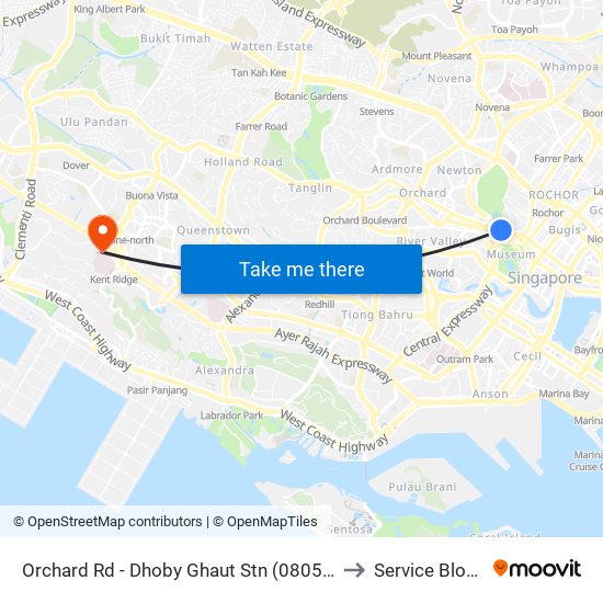 Orchard Rd - Dhoby Ghaut Stn (08057) to Service Block map