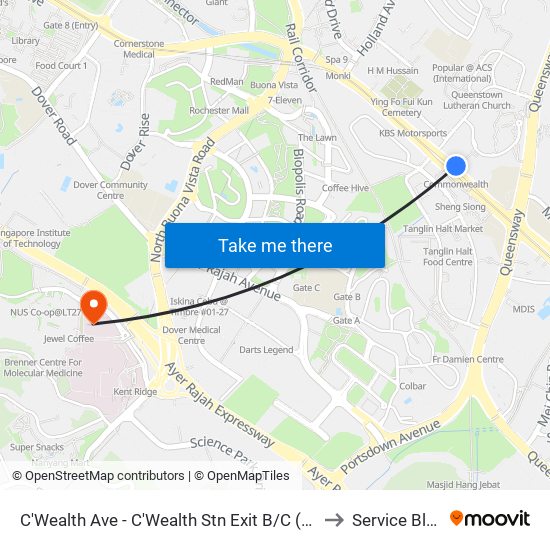 C'Wealth Ave - C'Wealth Stn Exit B/C (11169) to Service Block map