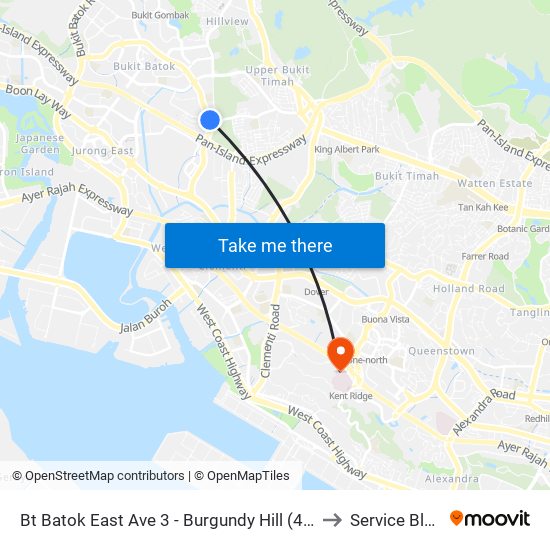 Bt Batok East Ave 3 - Burgundy Hill (42319) to Service Block map