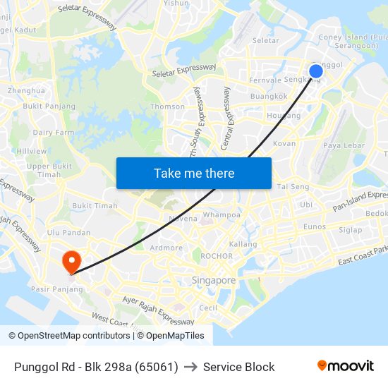 Punggol Rd - Blk 298a (65061) to Service Block map