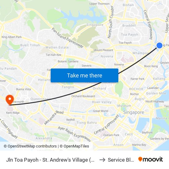 Jln Toa Payoh - St. Andrew's Village (60081) to Service Block map