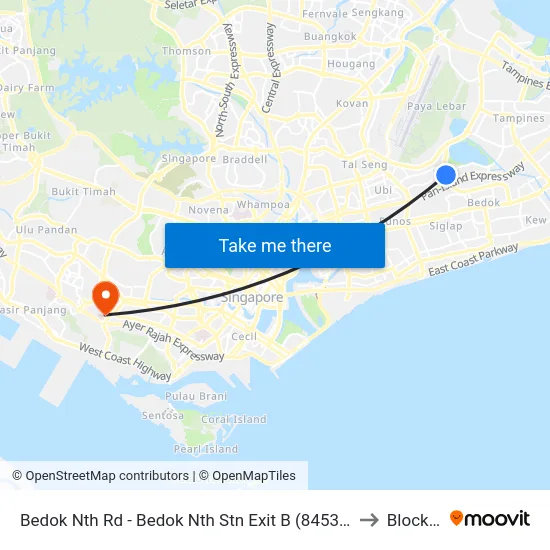 Bedok Nth Rd - Bedok Nth Stn Exit B (84539) to Block 6 map