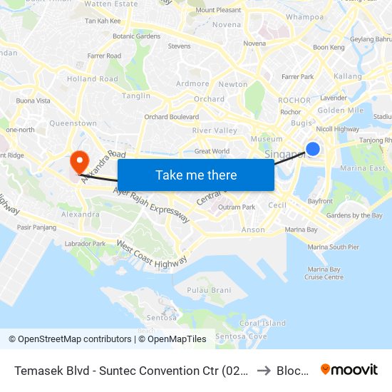 Temasek Blvd - Suntec Convention Ctr (02151) to Block 6 map