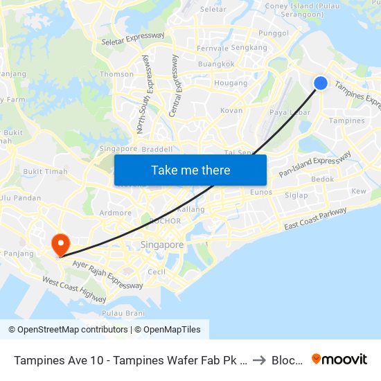 Tampines Ave 10 - Tampines Wafer Fab Pk (75351) to Block 6 map