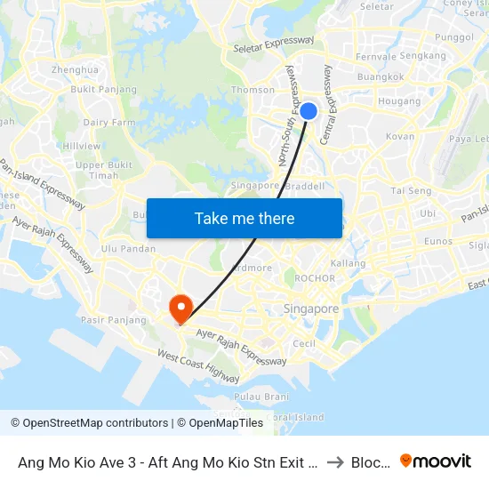 Ang Mo Kio Ave 3 - Aft Ang Mo Kio Stn Exit A (54261) to Block 6 map