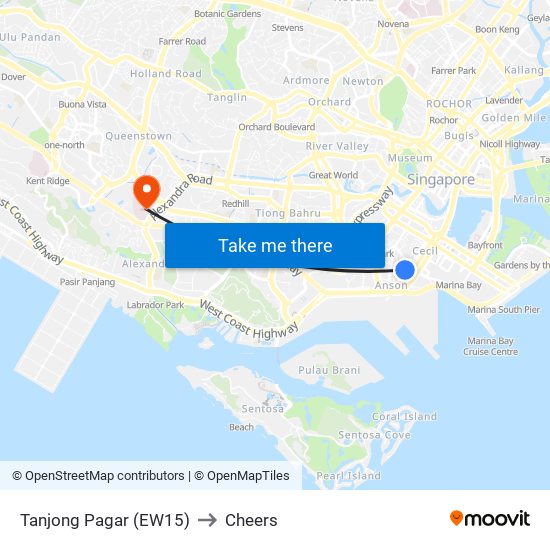 Tanjong Pagar (EW15) to Cheers map