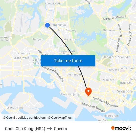 Choa Chu Kang (NS4) to Cheers map