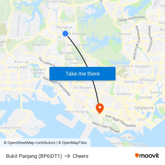 Bukit Panjang (BP6|DT1) to Cheers map