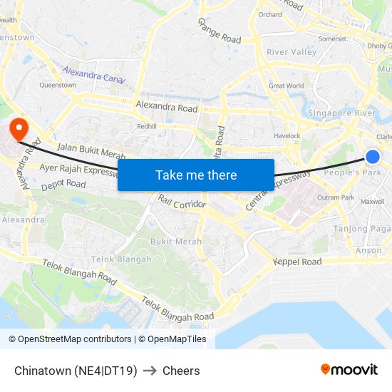 Chinatown (NE4|DT19) to Cheers map