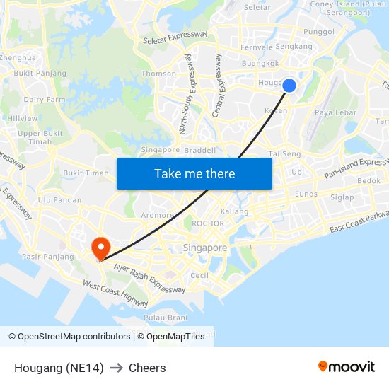 Hougang (NE14) to Cheers map