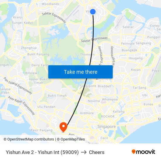 Yishun Ave 2 - Yishun Int (59009) to Cheers map