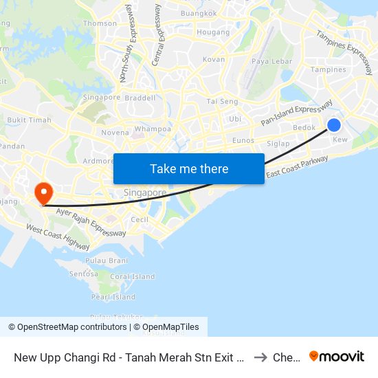 New Upp Changi Rd - Tanah Merah Stn Exit A (85099) to Cheers map