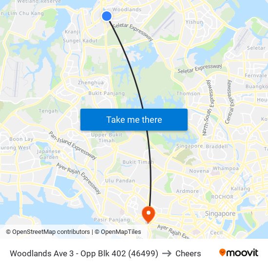 Woodlands Ave 3 - Opp Blk 402 (46499) to Cheers map