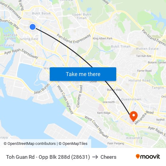 Toh Guan Rd - Opp Blk 288d (28631) to Cheers map