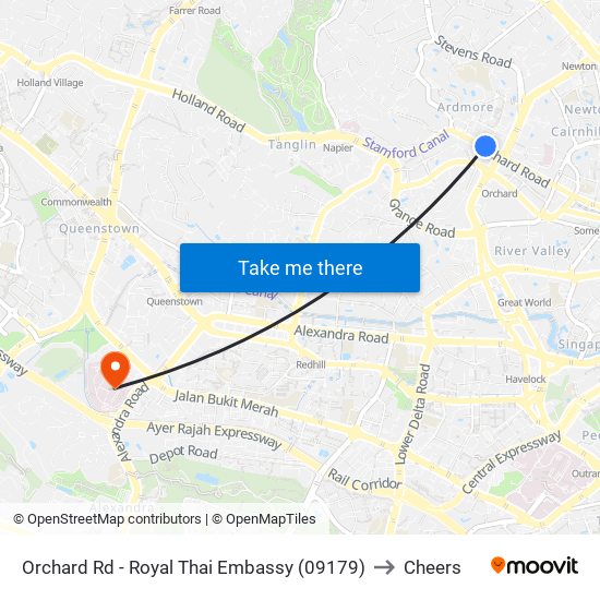 Orchard Rd - Royal Thai Embassy (09179) to Cheers map