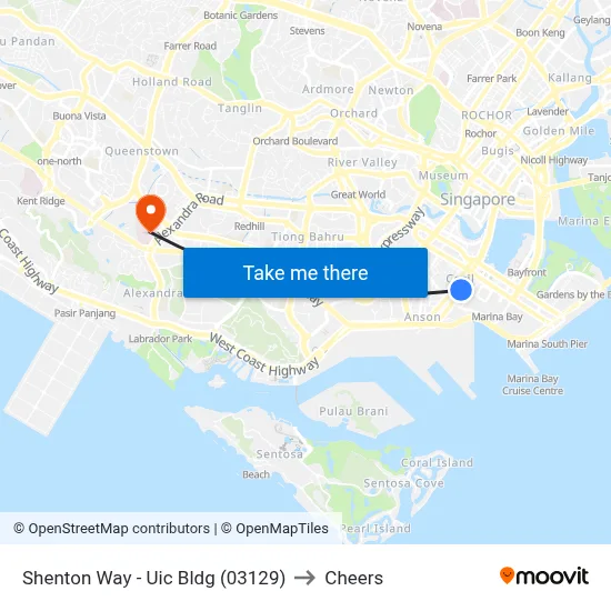 Shenton Way - Uic Bldg (03129) to Cheers map