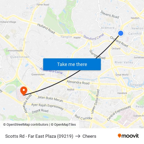 Scotts Rd - Far East Plaza (09219) to Cheers map