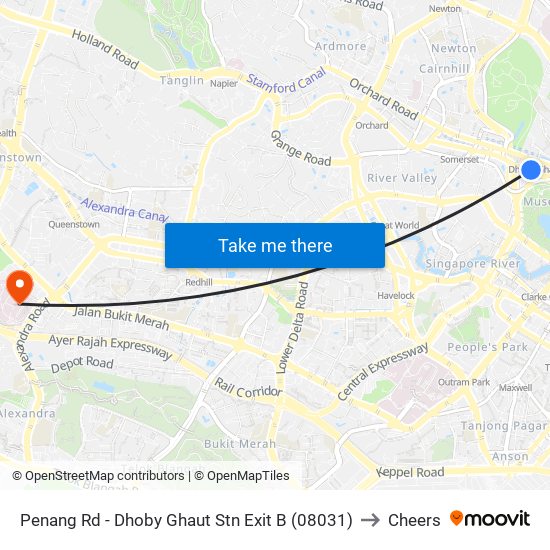 Penang Rd - Dhoby Ghaut Stn Exit B (08031) to Cheers map