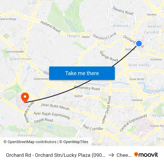Orchard Rd - Orchard Stn/Lucky Plaza (09048) to Cheers map