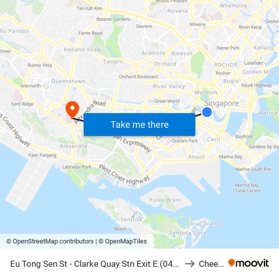 Eu Tong Sen St - Clarke Quay Stn Exit E (04222) to Cheers map