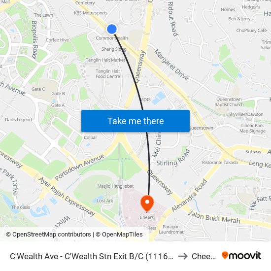 C'Wealth Ave - C'Wealth Stn Exit B/C (11169) to Cheers map
