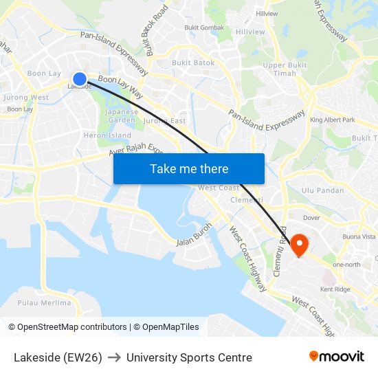 Lakeside (EW26) to University Sports Centre map