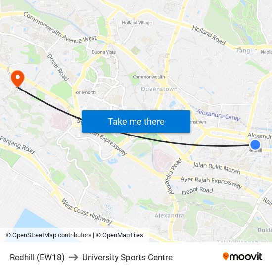 Redhill (EW18) to University Sports Centre map