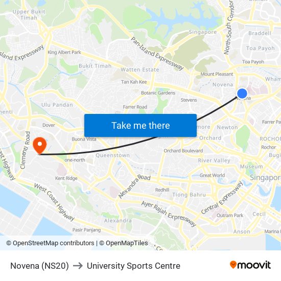 Novena (NS20) to University Sports Centre map