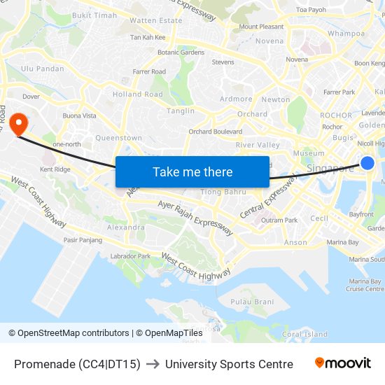 Promenade (CC4|DT15) to University Sports Centre map