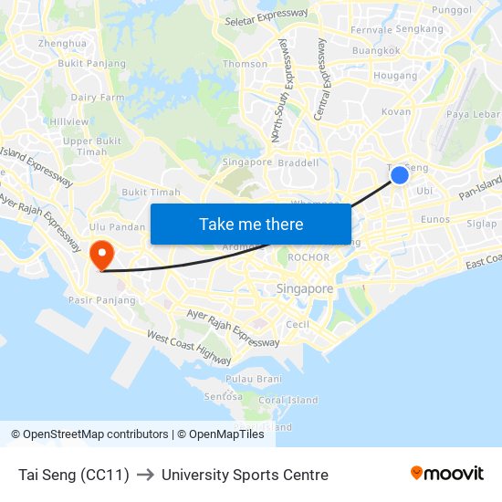 Tai Seng (CC11) to University Sports Centre map