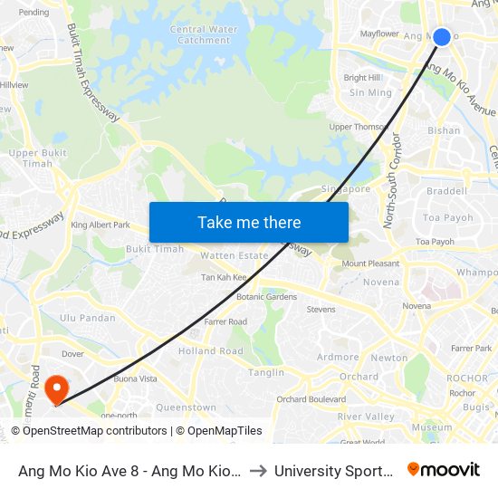 Ang Mo Kio Ave 8 - Ang Mo Kio Int (54009) to University Sports Centre map