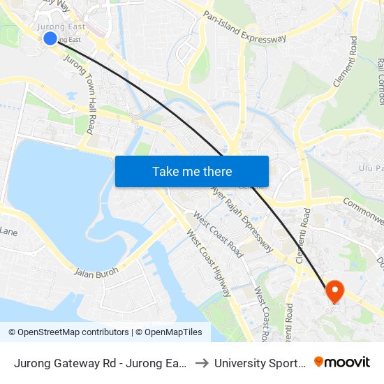 Jurong Gateway Rd - Jurong East Int (28009) to University Sports Centre map