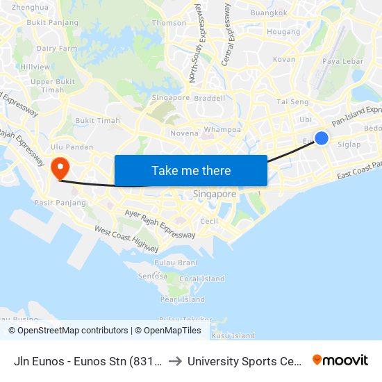 Jln Eunos - Eunos Stn (83101) to University Sports Centre map