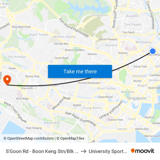 S'Goon Rd - Boon Keng Stn/Blk 102 (60121) to University Sports Centre map