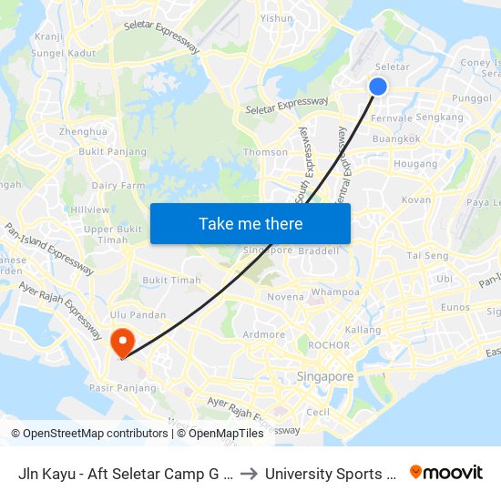 Jln Kayu - Aft Seletar Camp G (68119) to University Sports Centre map