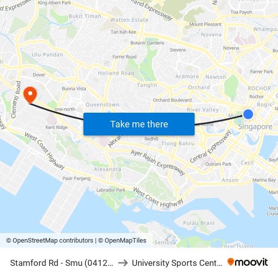 Stamford Rd - Smu (04121) to University Sports Centre map