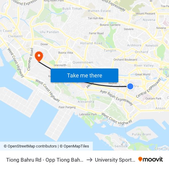 Tiong Bahru Rd - Opp Tiong Bahru Stn (10161) to University Sports Centre map