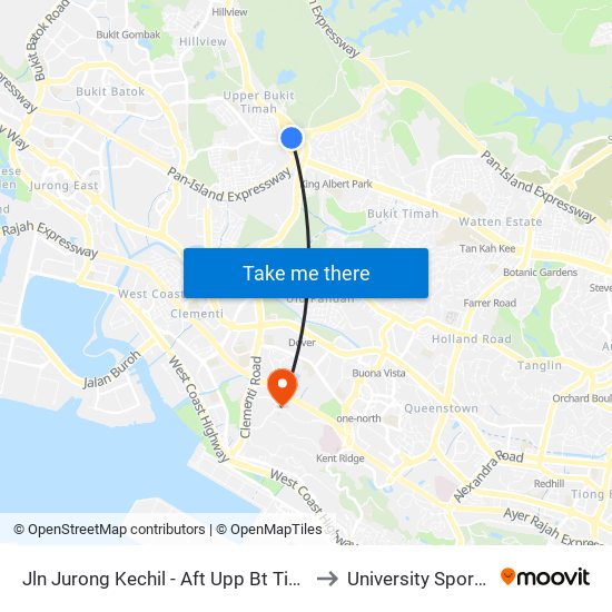 Jln Jurong Kechil - Aft Upp Bt Timah Rd (42259) to University Sports Centre map