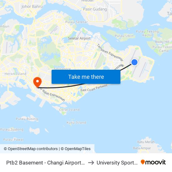 Ptb2 Basement - Changi Airport Ter 2 (95129) to University Sports Centre map