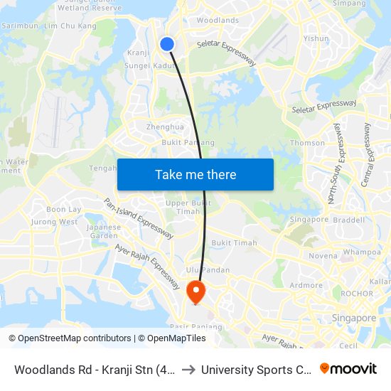 Woodlands Rd - Kranji Stn (45139) to University Sports Centre map