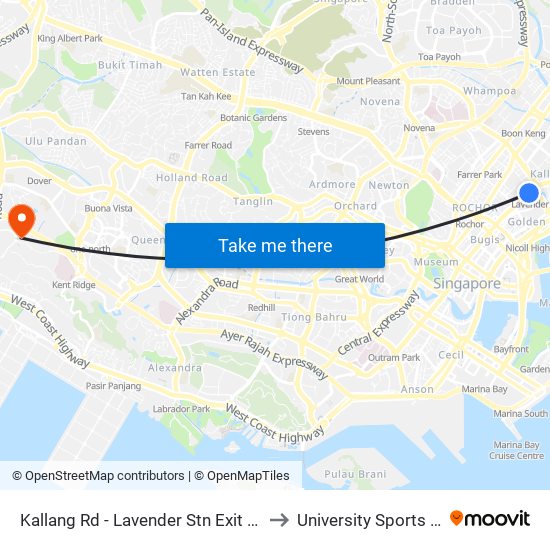 Kallang Rd - Lavender Stn Exit B (01311) to University Sports Centre map