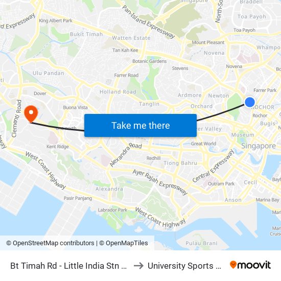 Bt Timah Rd - Little India Stn (40019) to University Sports Centre map