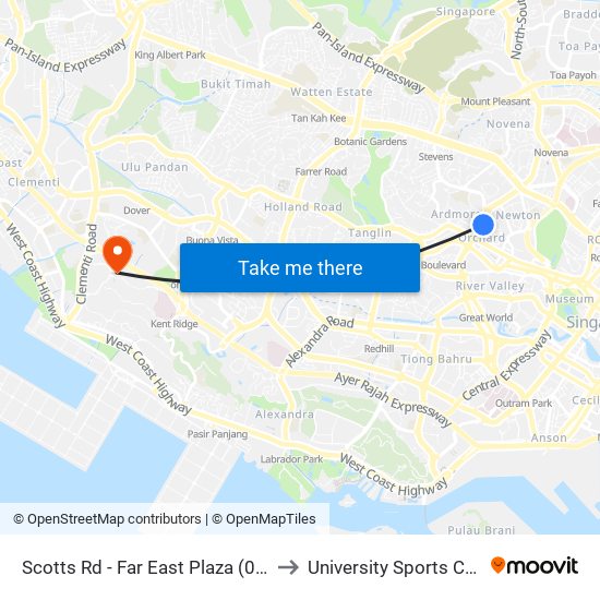 Scotts Rd - Far East Plaza (09219) to University Sports Centre map