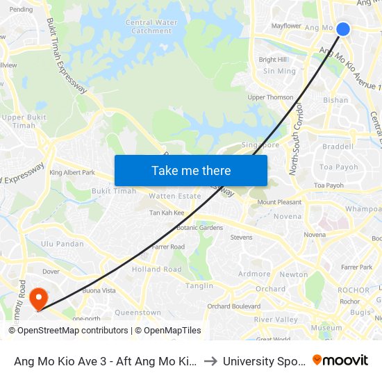 Ang Mo Kio Ave 3 - Aft Ang Mo Kio Stn Exit A (54261) to University Sports Centre map