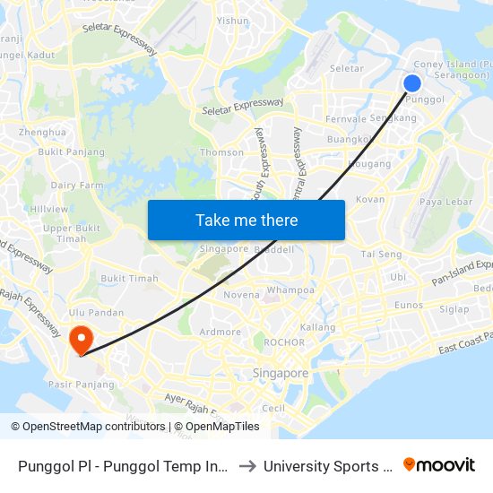 Punggol Pl - Punggol Temp Int (65009) to University Sports Centre map