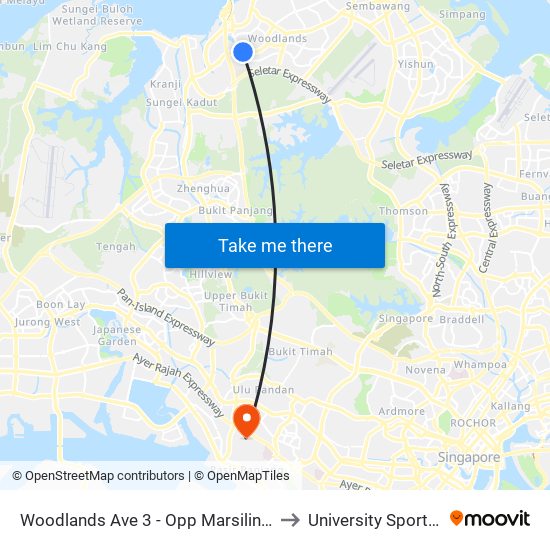 Woodlands Ave 3 - Opp Marsiling Stn (46529) to University Sports Centre map