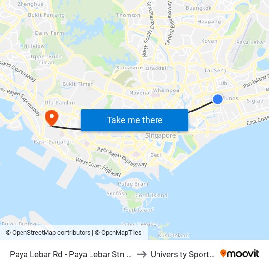 Paya Lebar Rd - Paya Lebar Stn Exit B (81111) to University Sports Centre map