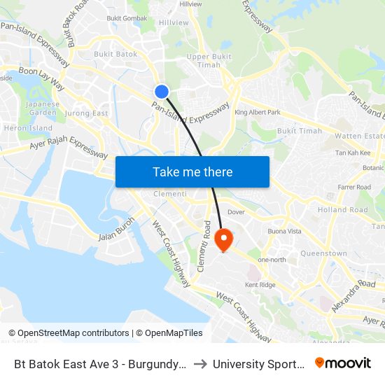 Bt Batok East Ave 3 - Burgundy Hill (42319) to University Sports Centre map
